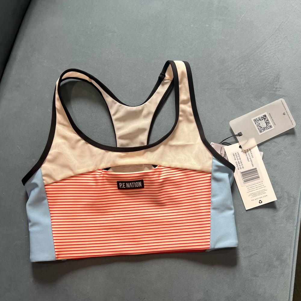 P.E Nation Women’s Roll Shot Sports Bra Stripe